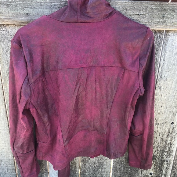 Faux Suede Lightweight Jacket Maroon - Picture 4 of 4